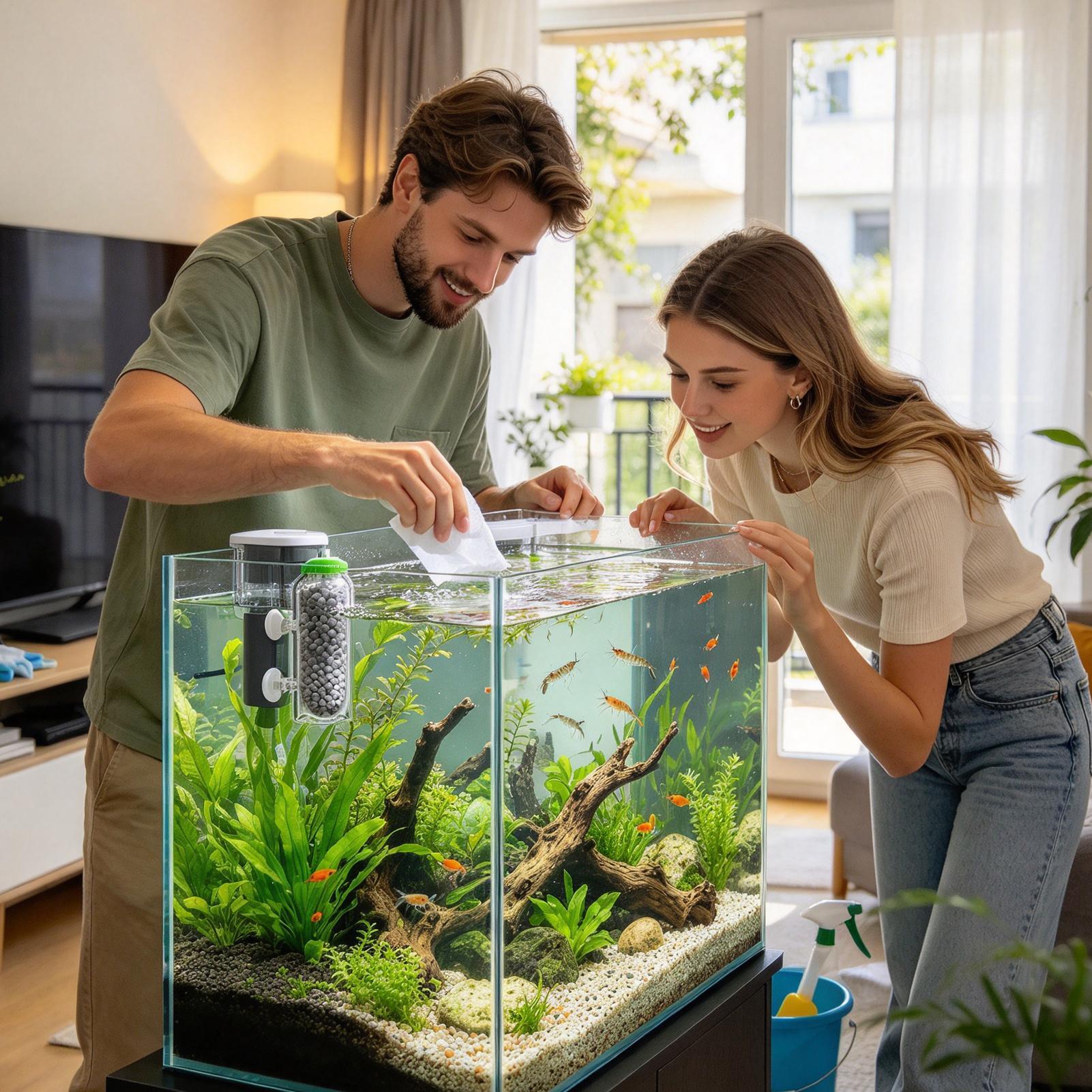 Aquarium Planted Tank Filter - Diffuseur d'oxygène pour aquarium, capot de